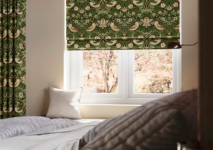 William Morris At Home Strawberry Thief, Nettle - Twist&Fit Roman Blind - Image 5